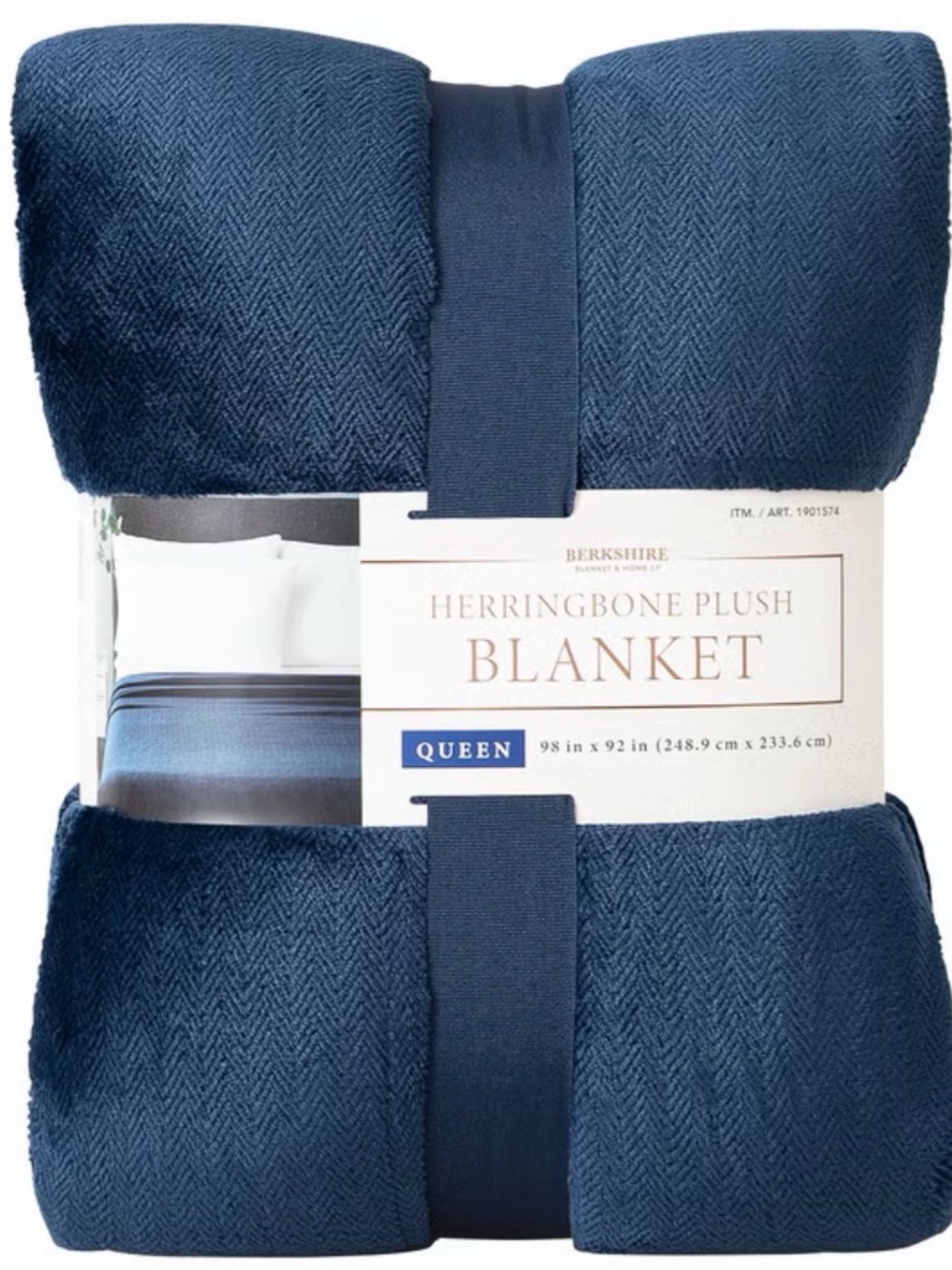Berkshire Herringbone Plush Blanket - Deep Navy
